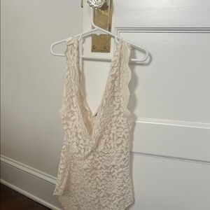 Cream Lace Sleeveless Top